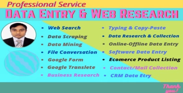 I will do accurate data entry and web research