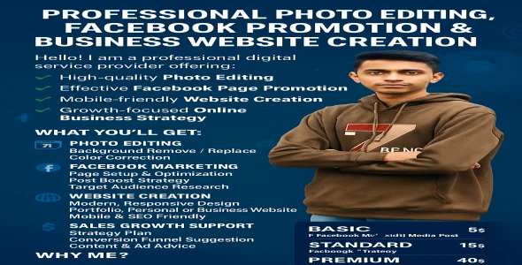 I will do professional photo editing, Facebook marketing & website promotion to boost your sales