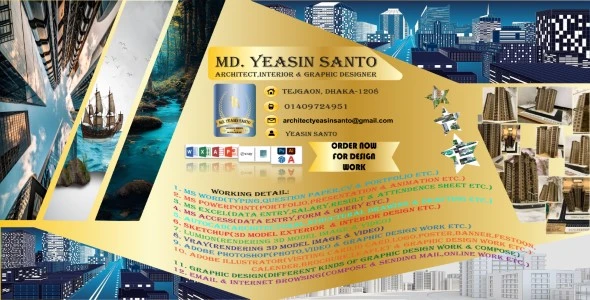 I will provide you Design,Sample Design,Format Design,Graphic Design related work & Architectural Design related work Etc.