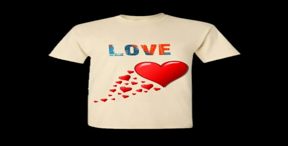 I will design a romantic LOVE T-shirt with heart illustration and modern text