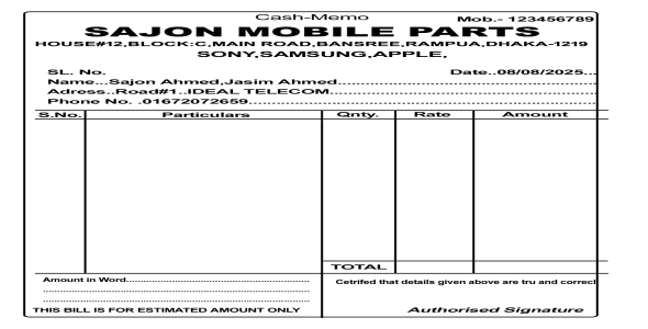 I will make cash memo for you